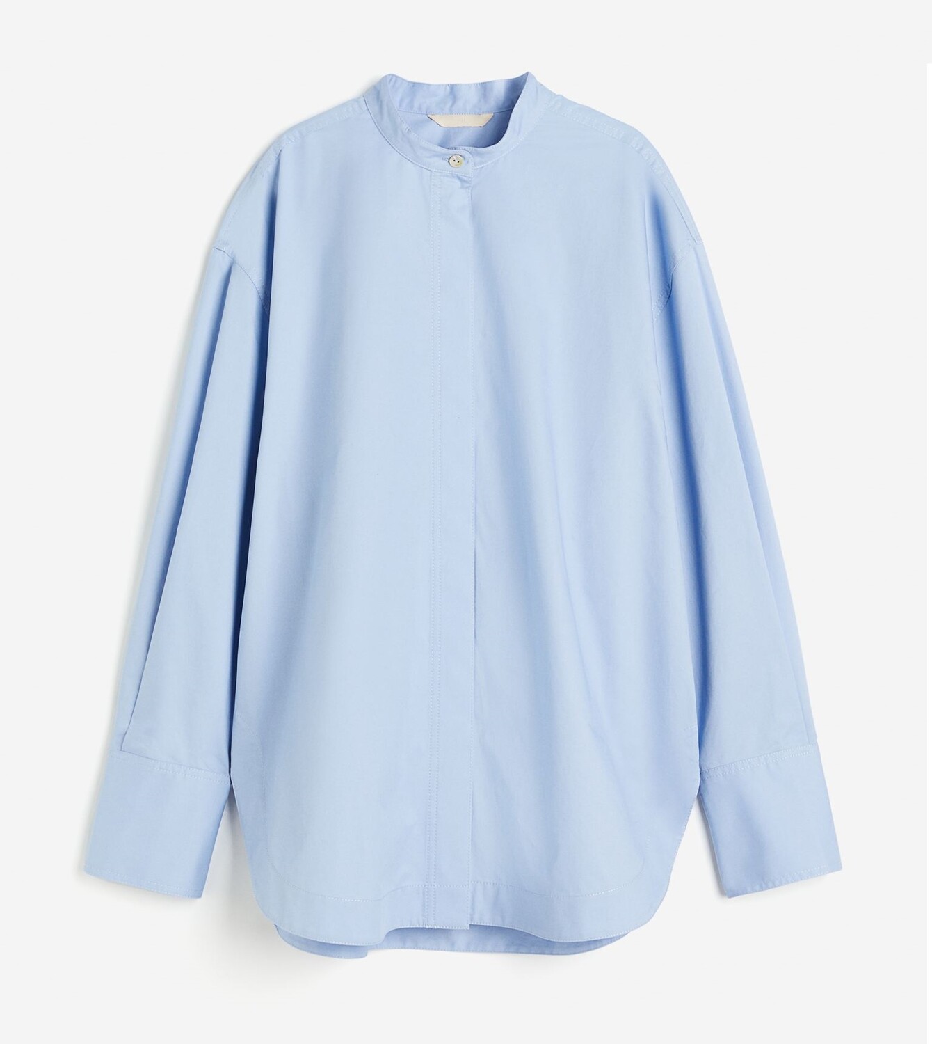 

Рубашка H&M Oversized With A Stand-up Collar, голубой