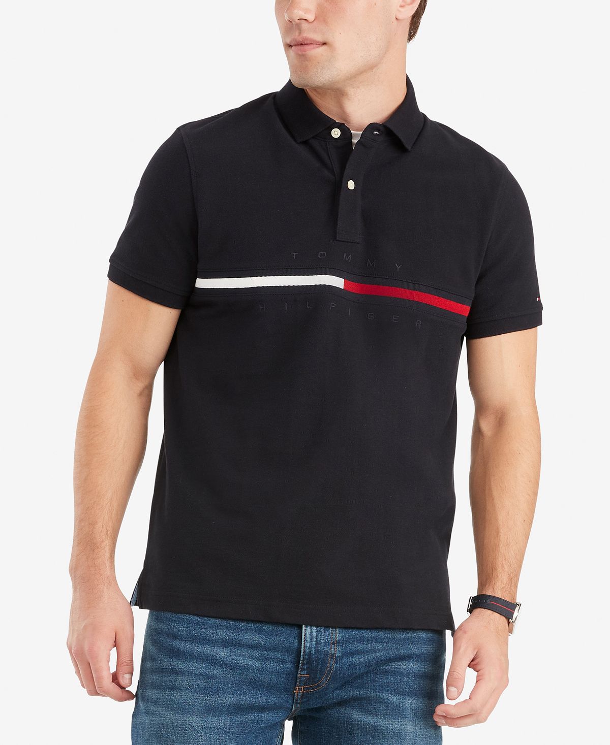 Мужская футболка-поло с логотипом tanner custom-fit Tommy Hilfiger, мульти
