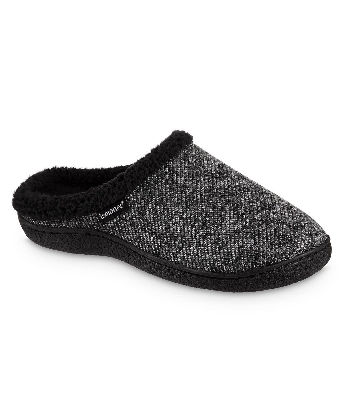 

Мужские тапочки advanced memory foam herringbone harvey hoodback comfort тапочки Isotoner, черный