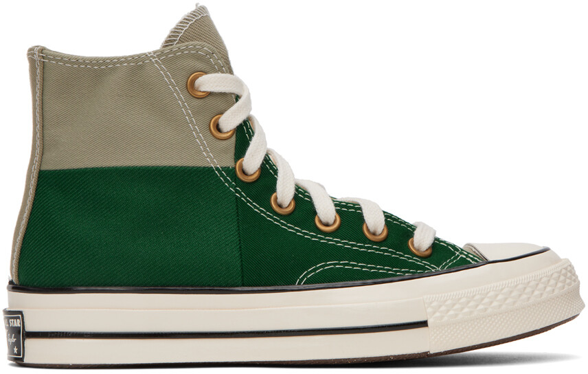 

Зеленые кроссовки Chuck 70 с цветными блоками Converse