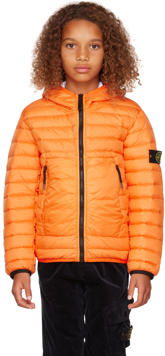 

Детская оранжевая стеганая пуховая куртка Stone Island Junior, Оранжевый
