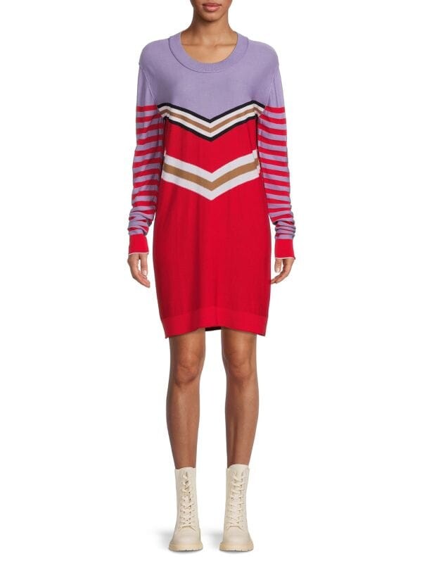 

Платье-свитер Sonia Rykiel полосатое из шелковой смеси, красный/фиолетовый