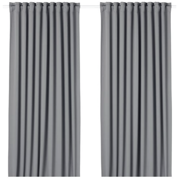цена Шторы блокирующие свет Ikea Majgull 2 шт, 145x300 см, серый