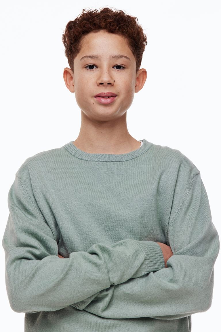 

Хлопковый свитер H&M, зеленый шалфей