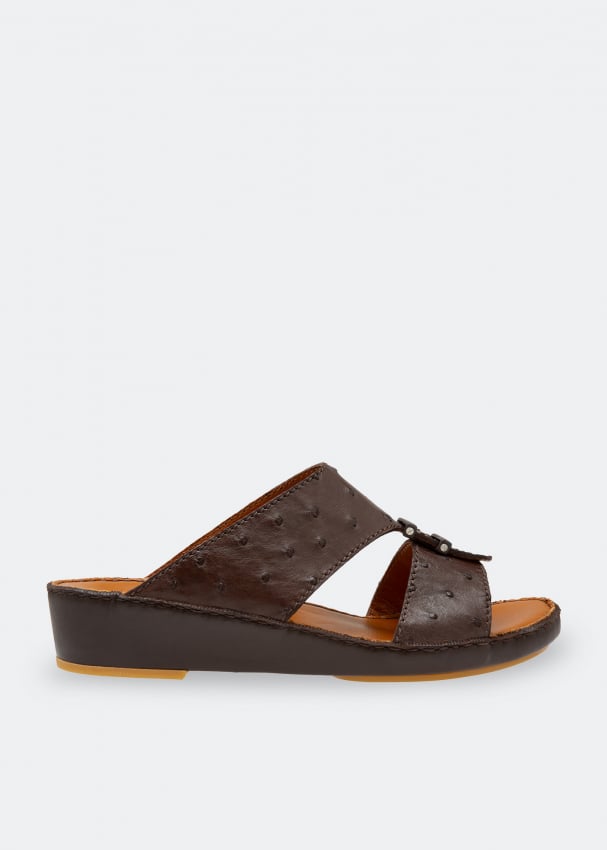 Сандалии PRIVATE COLLECTION Ostrich leather sandals, коричневый цена и фото