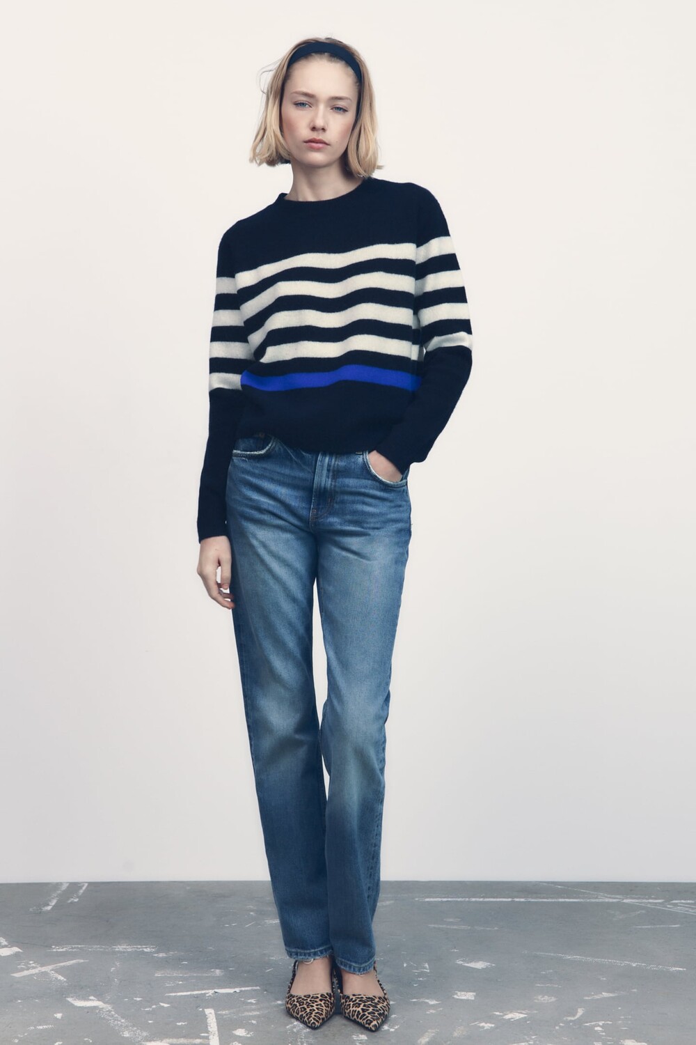 

Свитер из 100% шерсти в полоску ZARA, полосатый