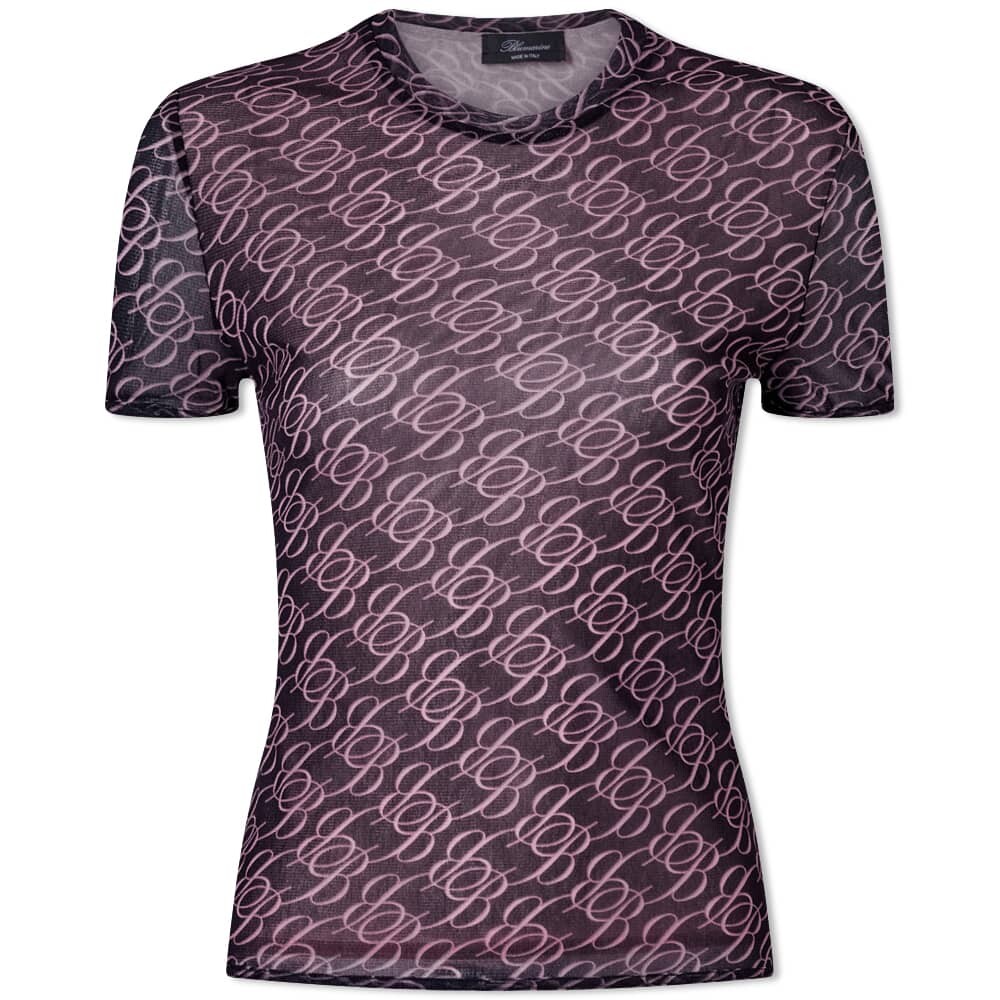 

Футболка Blumarine Fitted All Over Logo Mesh Tee, Коричневый
