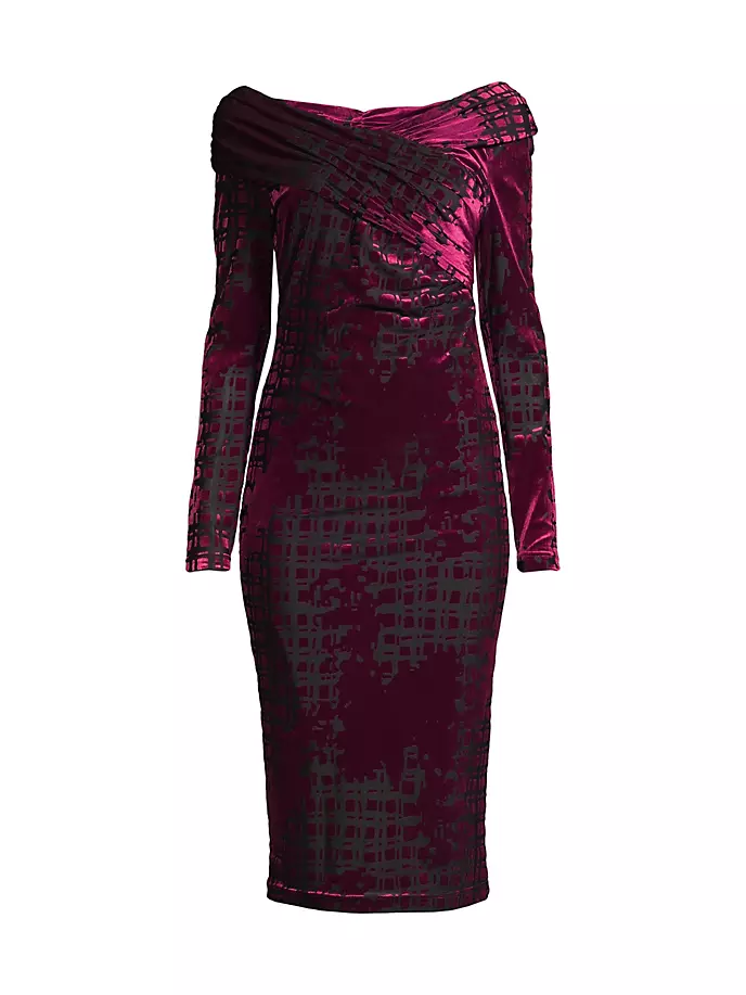 

Бархатное платье миди Main Event Burnout Donna Karan New York, алый
