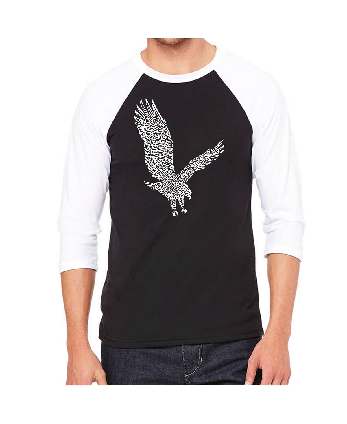 Мужская футболка с надписью eagle и регланом word art LA Pop Art, черный мужская футболка с принтом пиратский череп и регланом word art la pop art черный