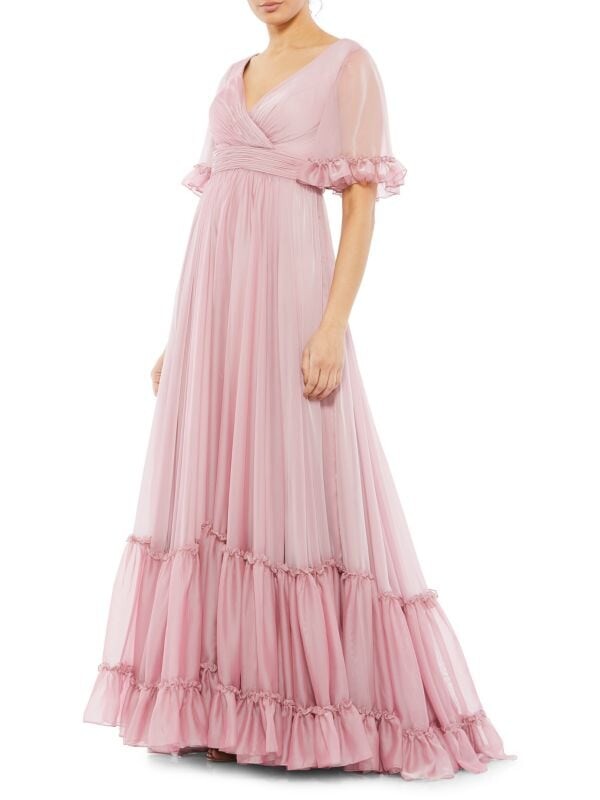 

Платье Ярусное Mac Duggal с оборками и бабочками, rose