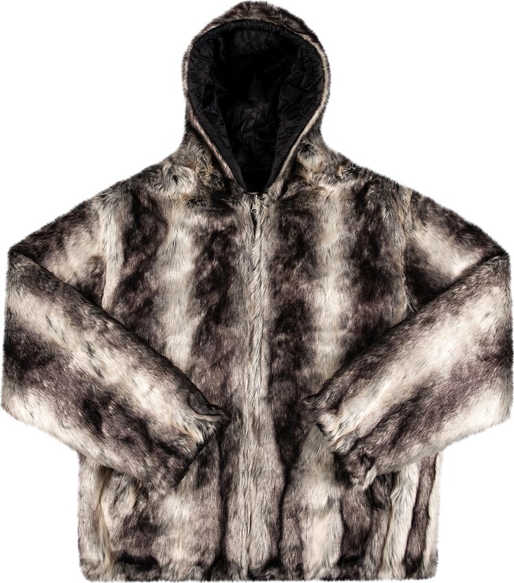 Куртка Supreme Faux Fur Reversible Hooded Jacket 'Black', черный