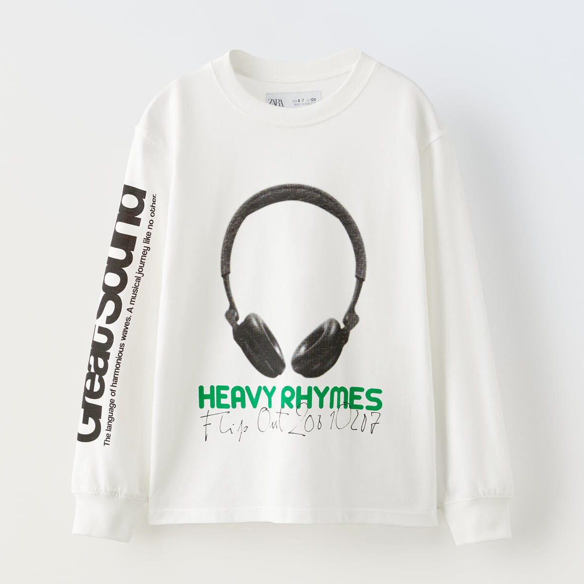 

Лонгслив Zara With Headphones Print, белый