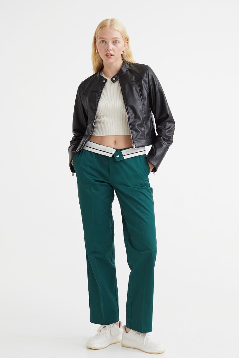 

Брюки чинос с оборками H&M, темно-зеленый