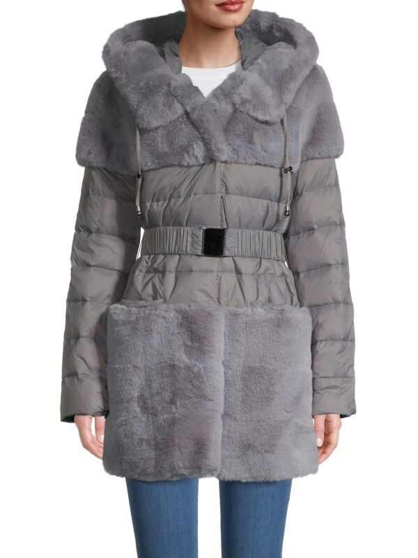 

Стеганая куртка из искусственного меха и микроткани BELLE FARE Grey, Серый