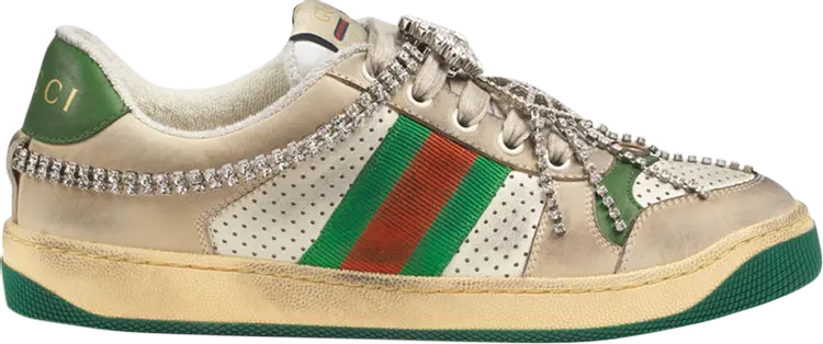 

Кроссовки Gucci Wmns Screener Off White Green Crystals, зеленый