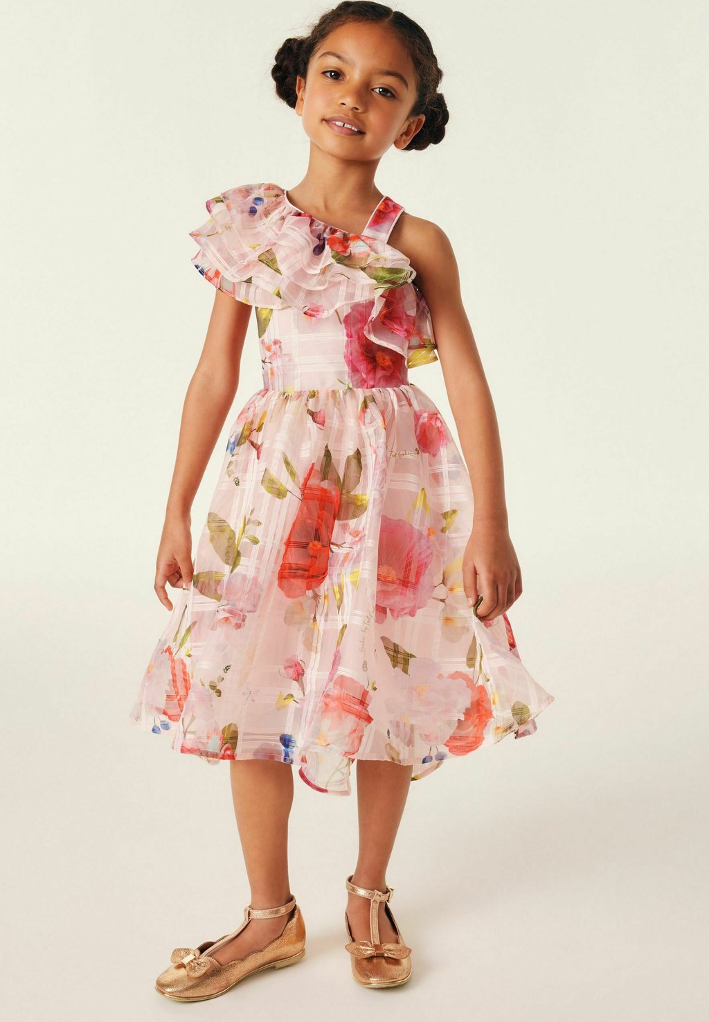 Коктейльное/праздничное платье FLORAL ONE SHOULDER BURNOUT-REGULAR FIT Baker by Ted Baker, цвет pink