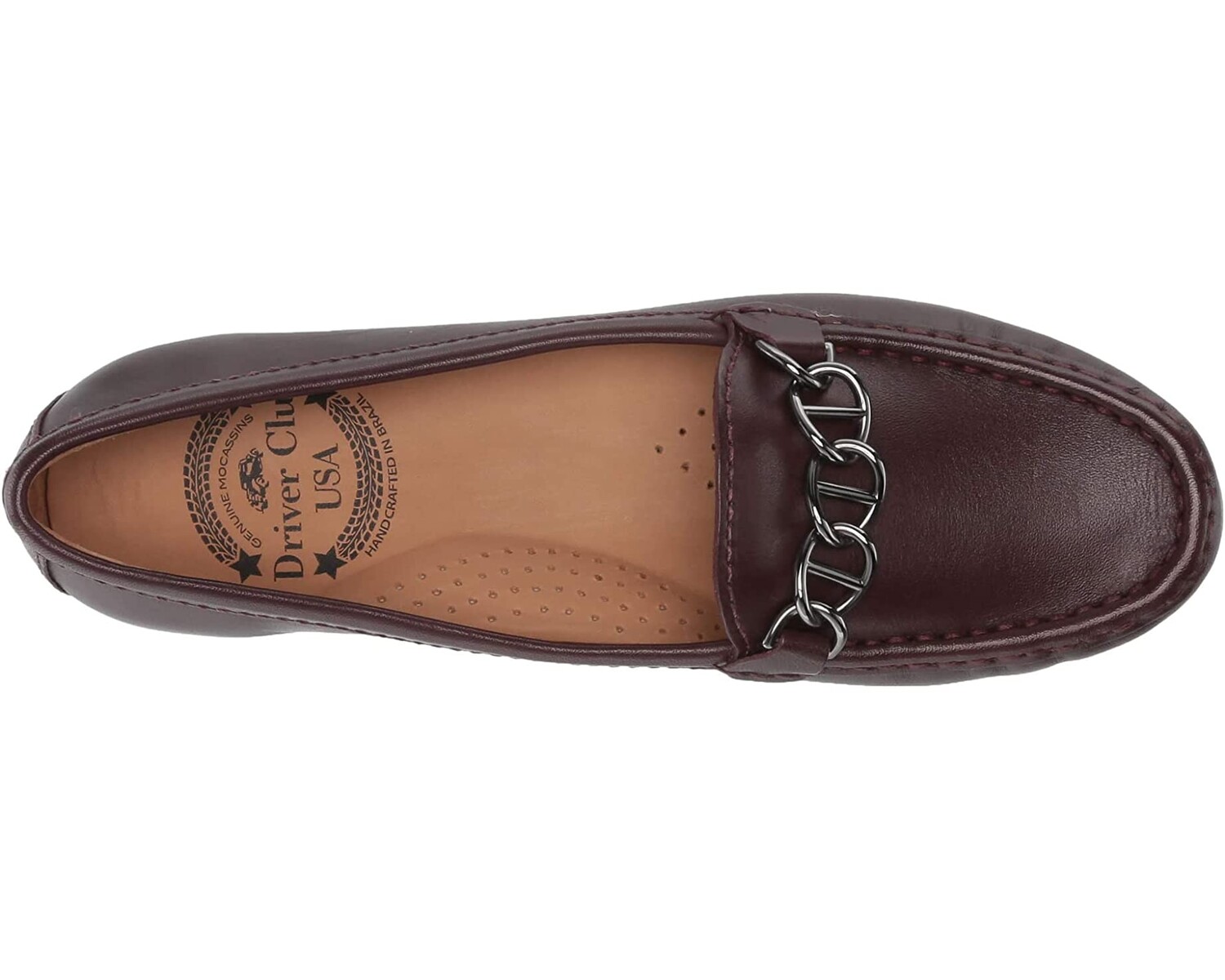 

Лоферы Women's Leather Chain Detail Driving Loafer Driver Club USA, вино наппа