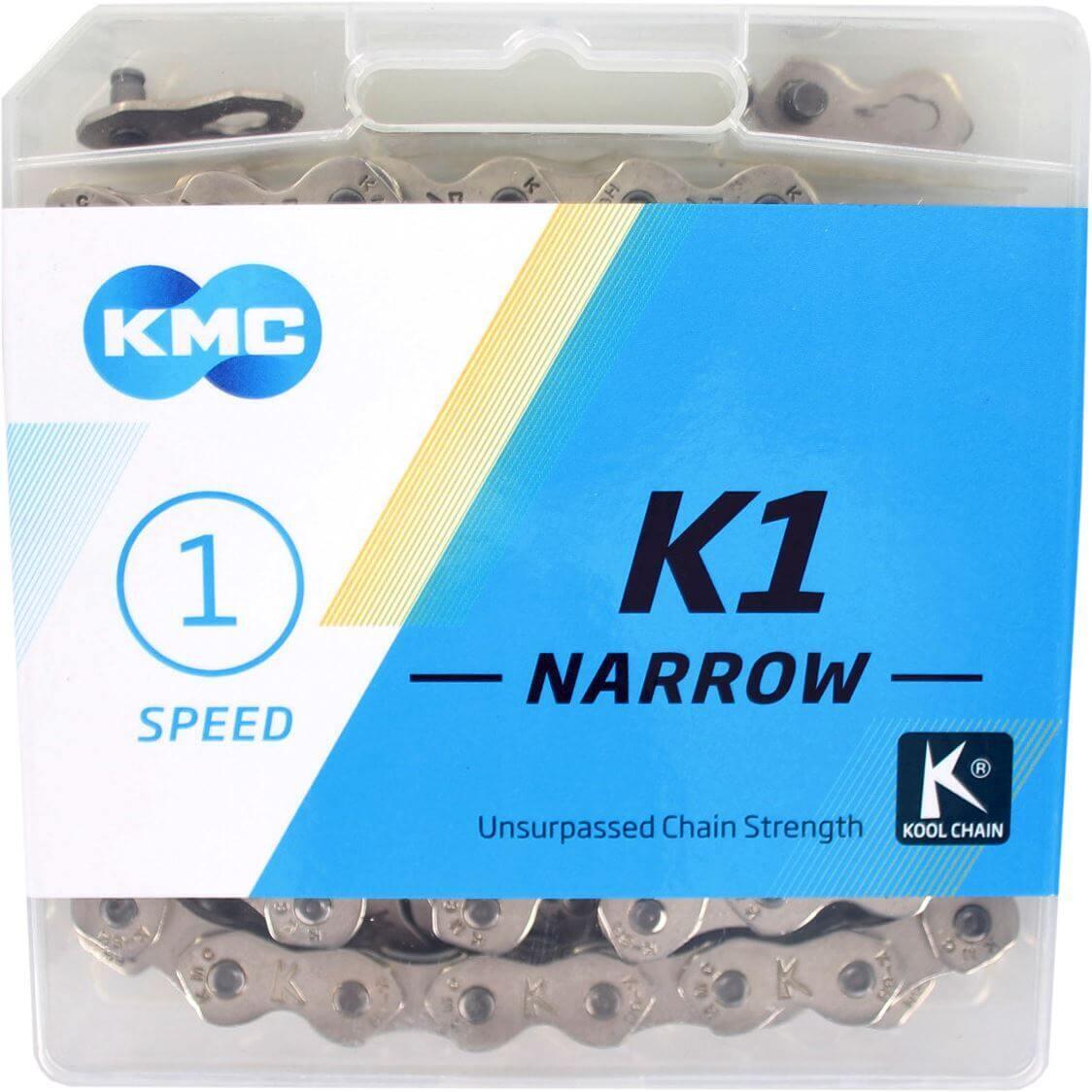 Цепь Узкая Одинарная KMC K1 , 100 звеньев, серебряный цепь kmc s1 118 звеньев 1 скорость