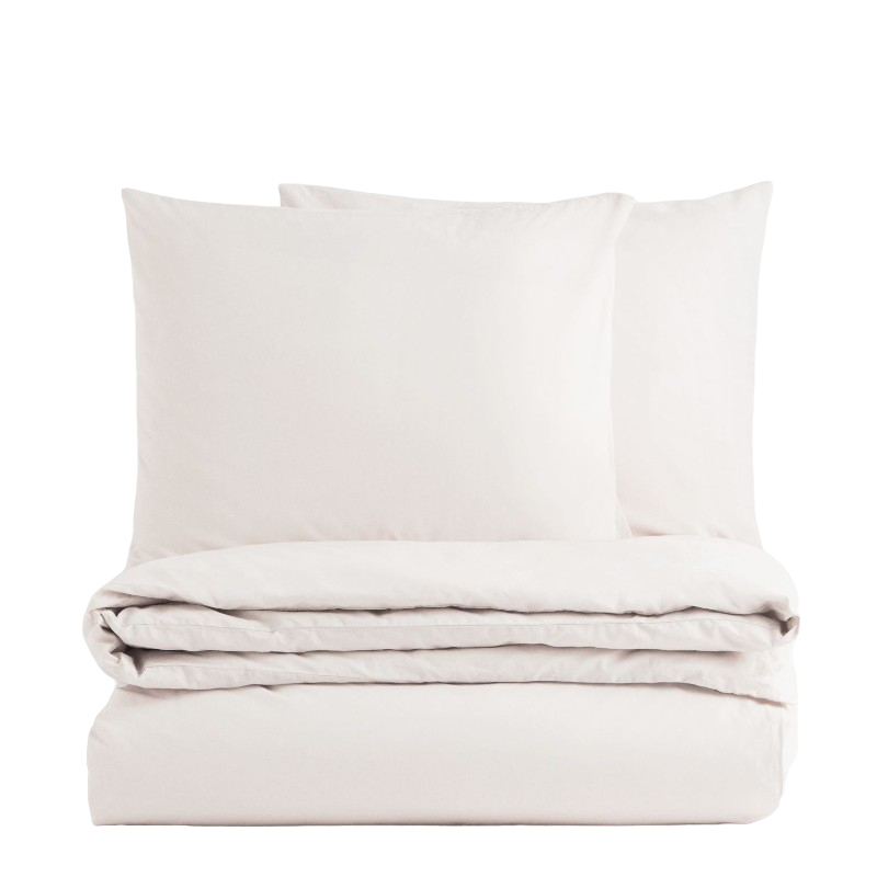 Комплект двуспального постельного белья H&M Home Cotton, светло-бежевый цена и фото