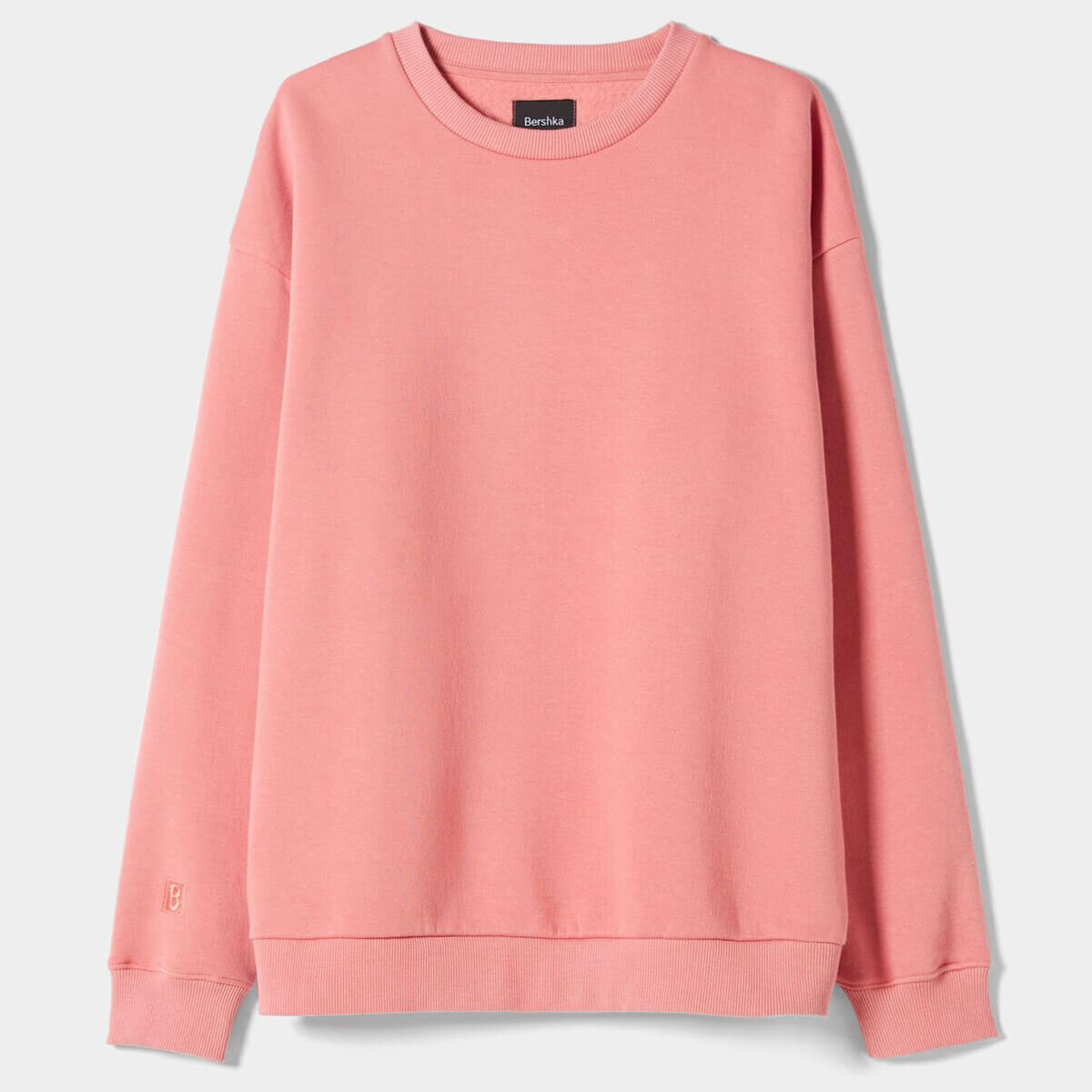 

Свитшот Bershka Oversize Round Neck, розовый