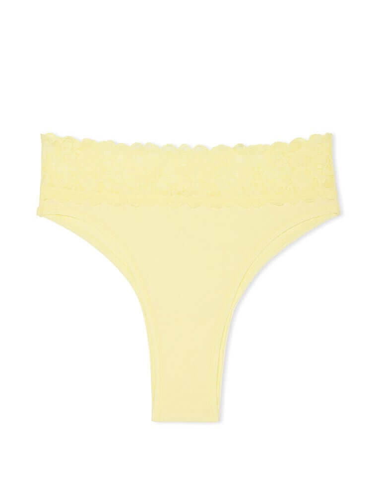

Трусы-бразильяно Victoria's Secret Lace Waist Cotton, пыльно-желтый