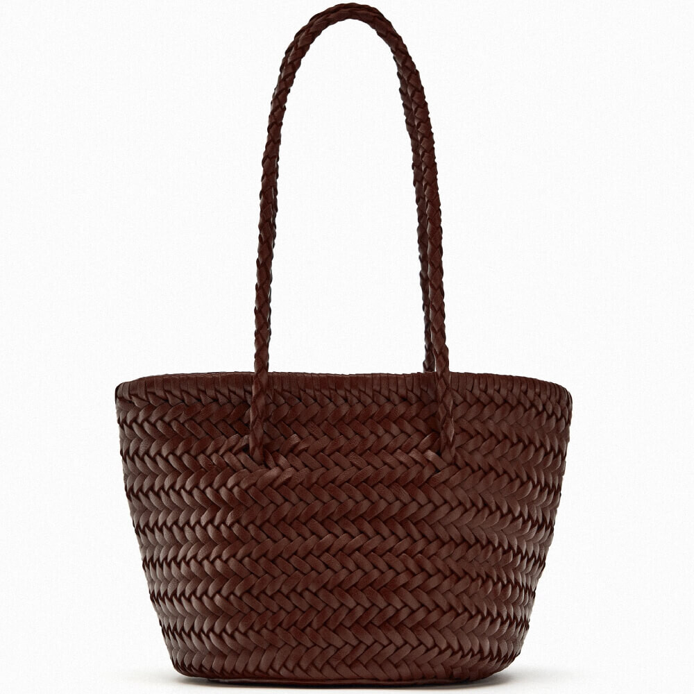

Сумка Zara Braided Leather, коричневый