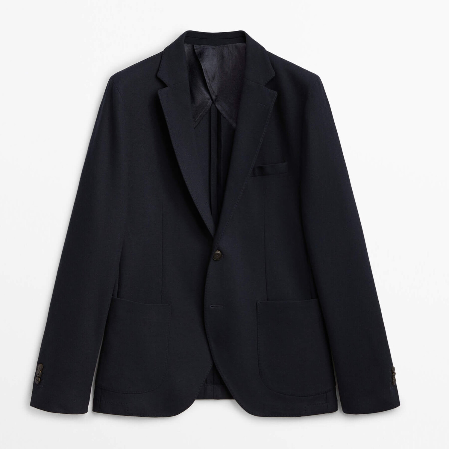 

Пиждак Massimo Dutti Cotton Blend, темно-синий