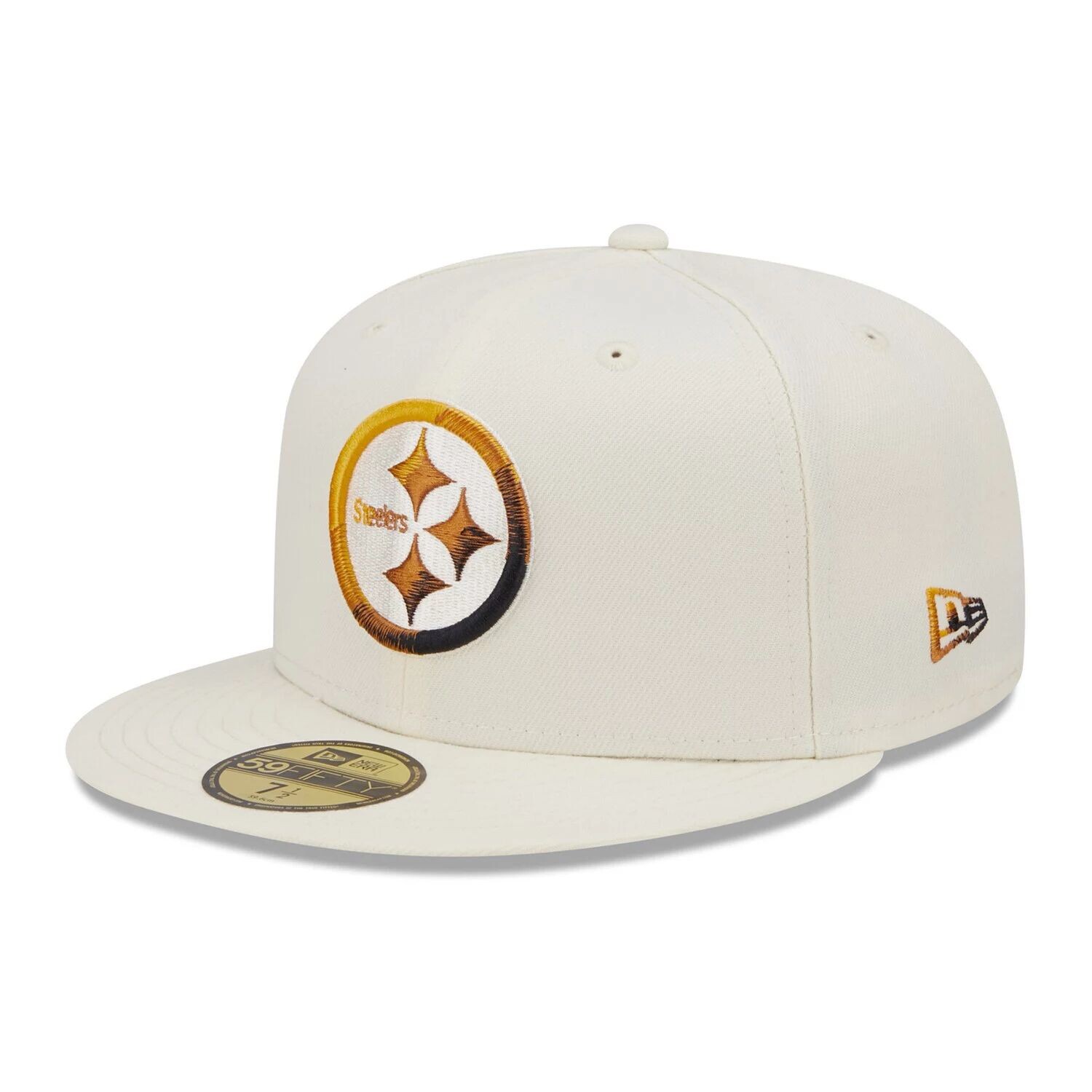 

Мужская облегающая шляпа New Era Cream Pittsburgh Steelers Chrome Dim 59FIFTY