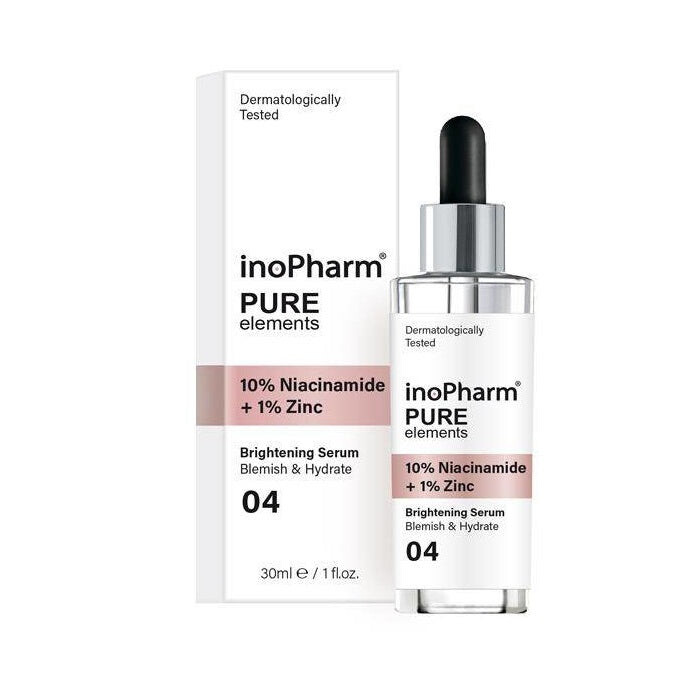 

InoPharm Pure Elements 10% Niacinamide + 1% Zinc Brightening Serum Сыворотка для лица с 10% ниацинамидом и 1% цинком 30мл