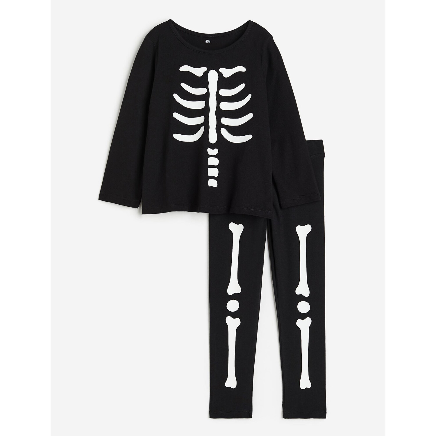 

Комплект из 2 трикотажных изделий с принтом H&M Skeleton, черный/белый