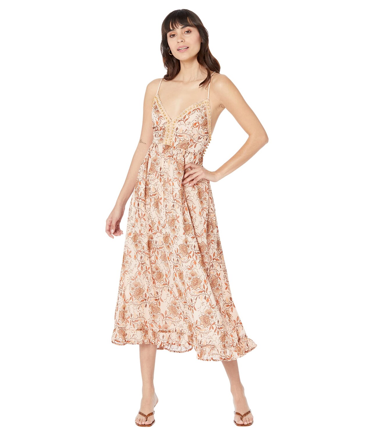 

Платье Miss Me, Wood Beads Front Lace-Up Back Print Woven Dress