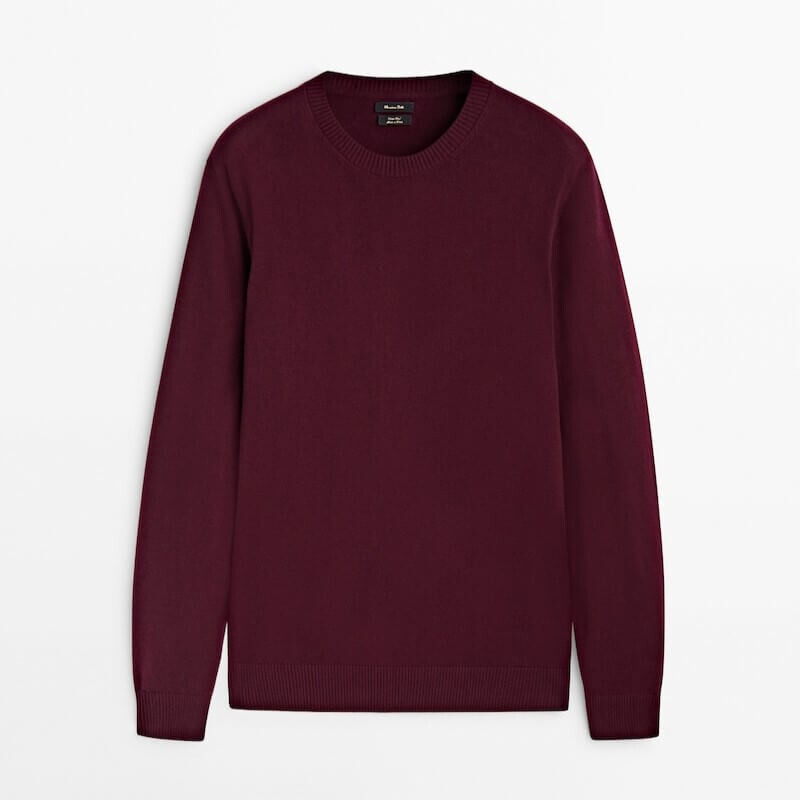 

Свитер Massimo Dutti Crew Neck Knit, бордовый, Красный