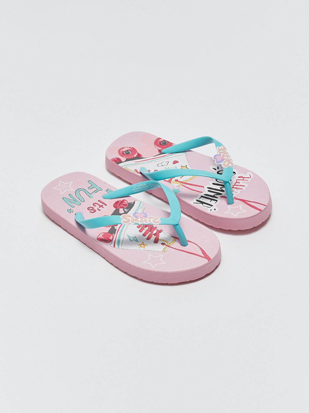 

Шлепанцы с принтом для девочек, пляжные тапочки LCW STEPS, розовый с принтом