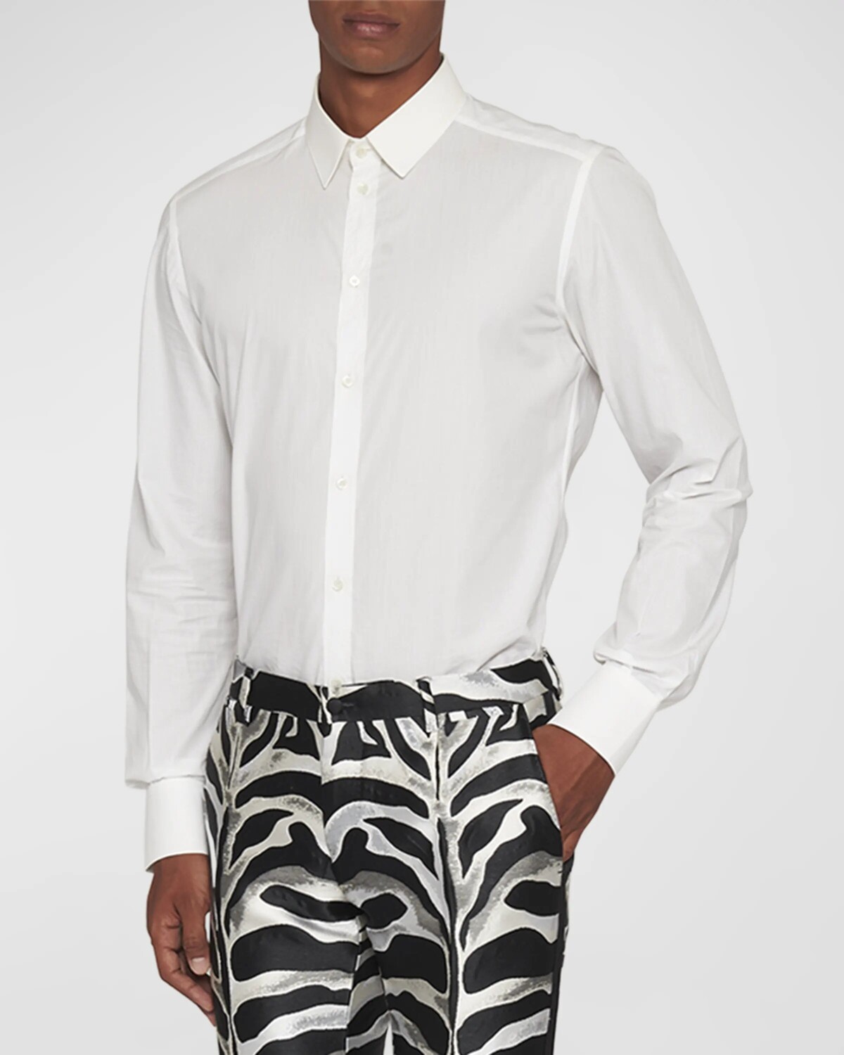 

Мужская однотонная классическая рубашка Dolce&Gabbana, цвет White