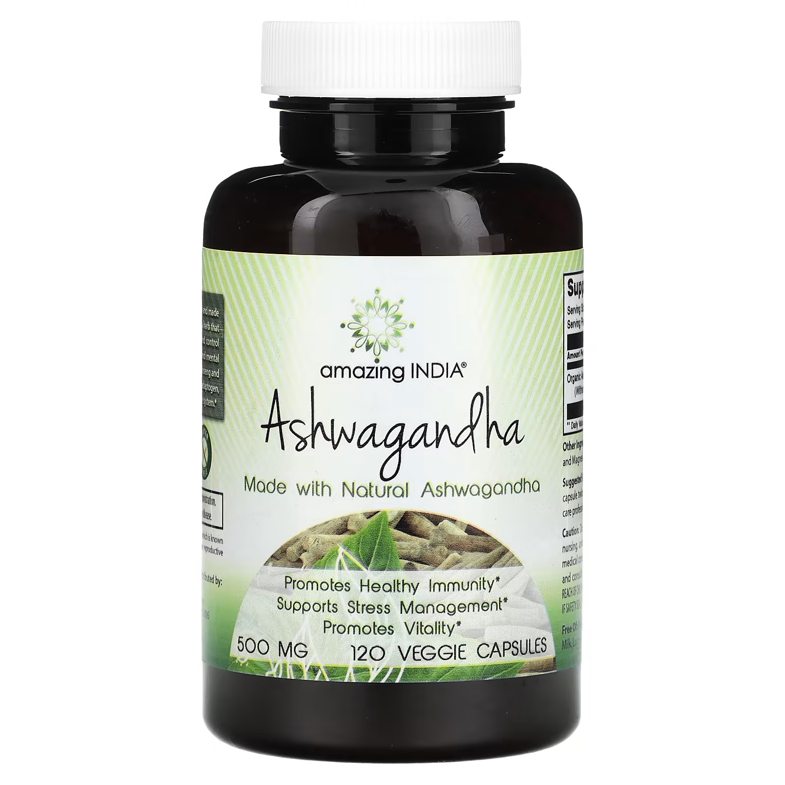Ашваганда Amazing India, 500 мг, 120 растительных капсул amazing india ашваганда 500 мг 120 растительных капсул