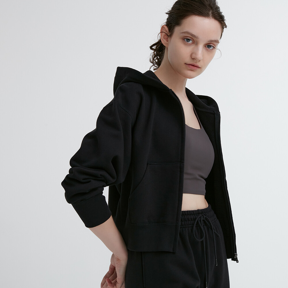

Куртка Uniqlo спортивная на молнии с капюшоном, черный