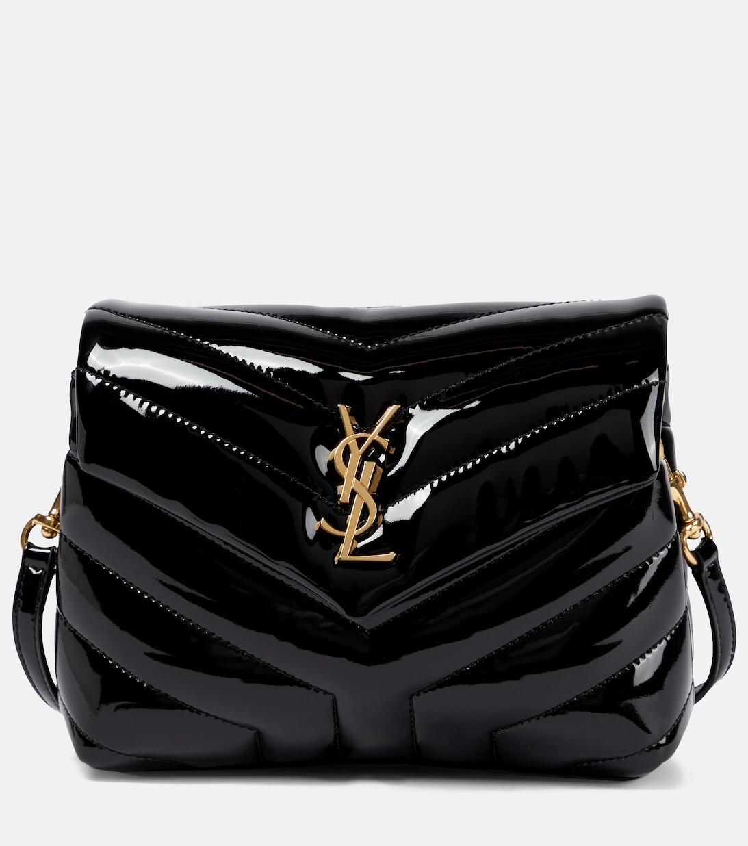

Сумка на плечо Loulou Mini из лакированной кожи Saint Laurent, черный