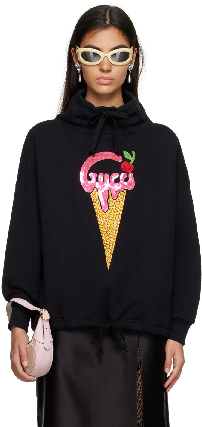 

Черный свитшот с мороженым Gucci