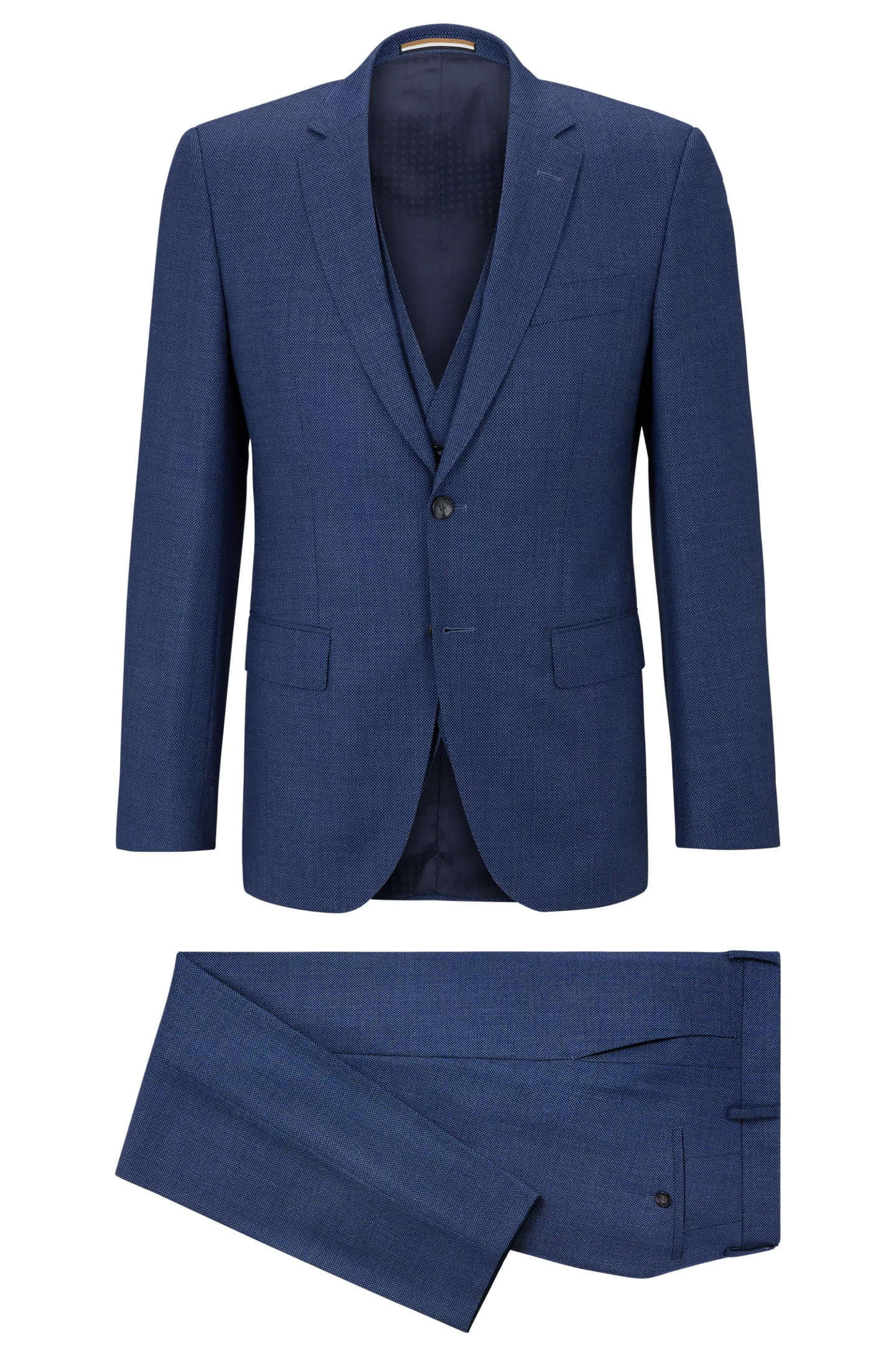 Костюм-тройка Hugo Boss Slim-Fit In A Wool Blend, синий фото