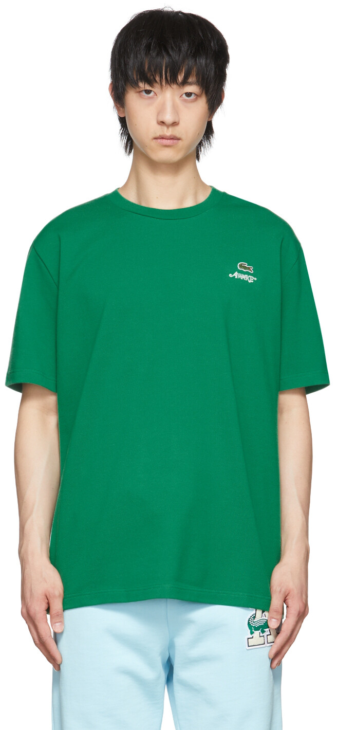 

Зеленая хлопковая футболка Lacoste Edition Awake NY