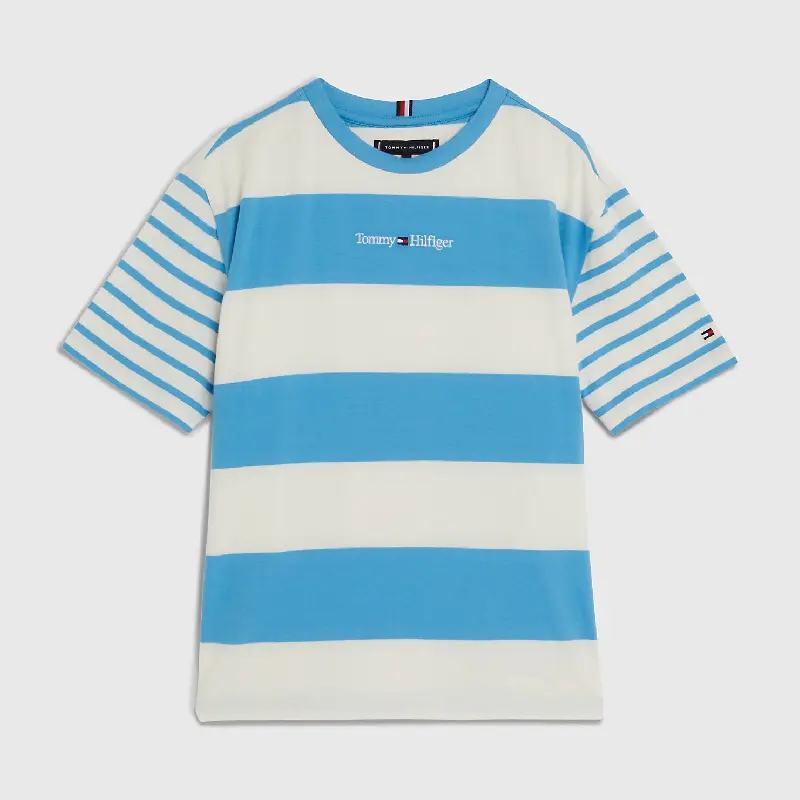 

Футболка Tommy Hilfiger Kids' Bold Stripe Logo, голубой/кремовый