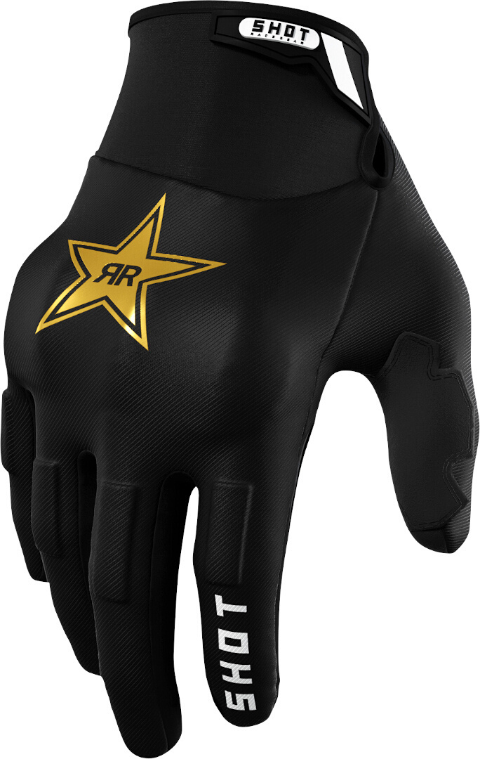 перчатки shot drift spider с логотипом черный желтый Перчатки Shot Drift Rockstar Limited Edition с логотипом, черный