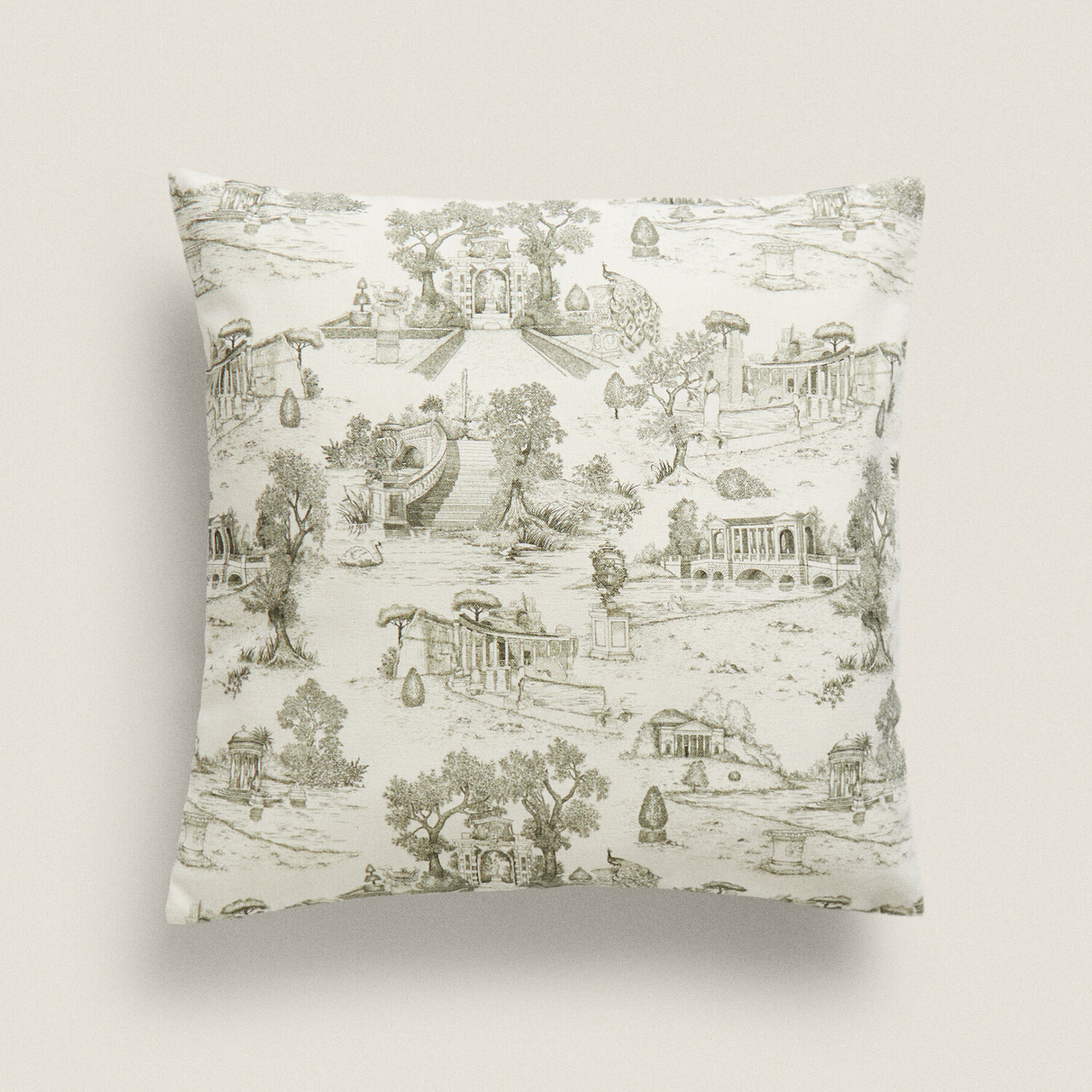 

Чехол для подушки Zara Home Toile De Jouy, белый/хаки