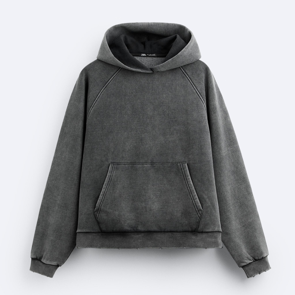 Толстовка Zara Boxy-fit, антрацитово-серый куртка zara technical антрацитово серый
