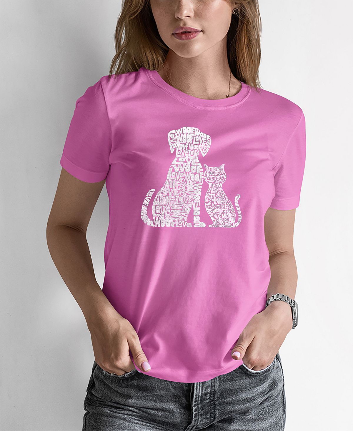 Женская футболка word art dogs and cats LA Pop Art, розовый