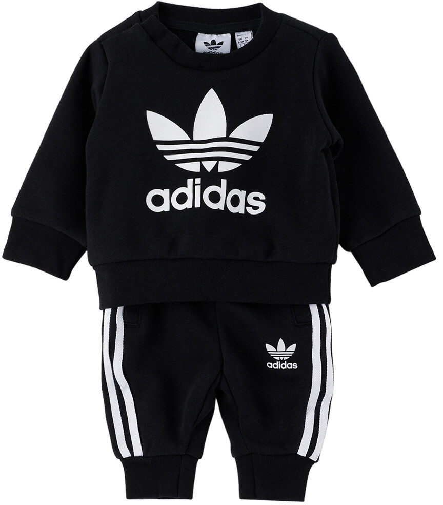 

Черно-белый спортивный костюм для малышей с круглым вырезом adidas Kids