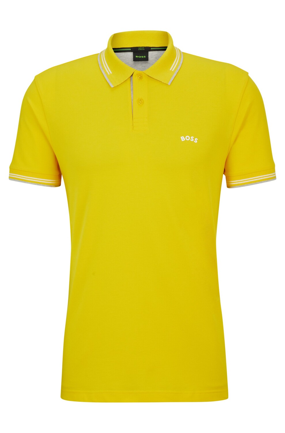 

Футболка поло Boss Stretch-cotton Slim-fit With Branded Undercollar, светло-желтый