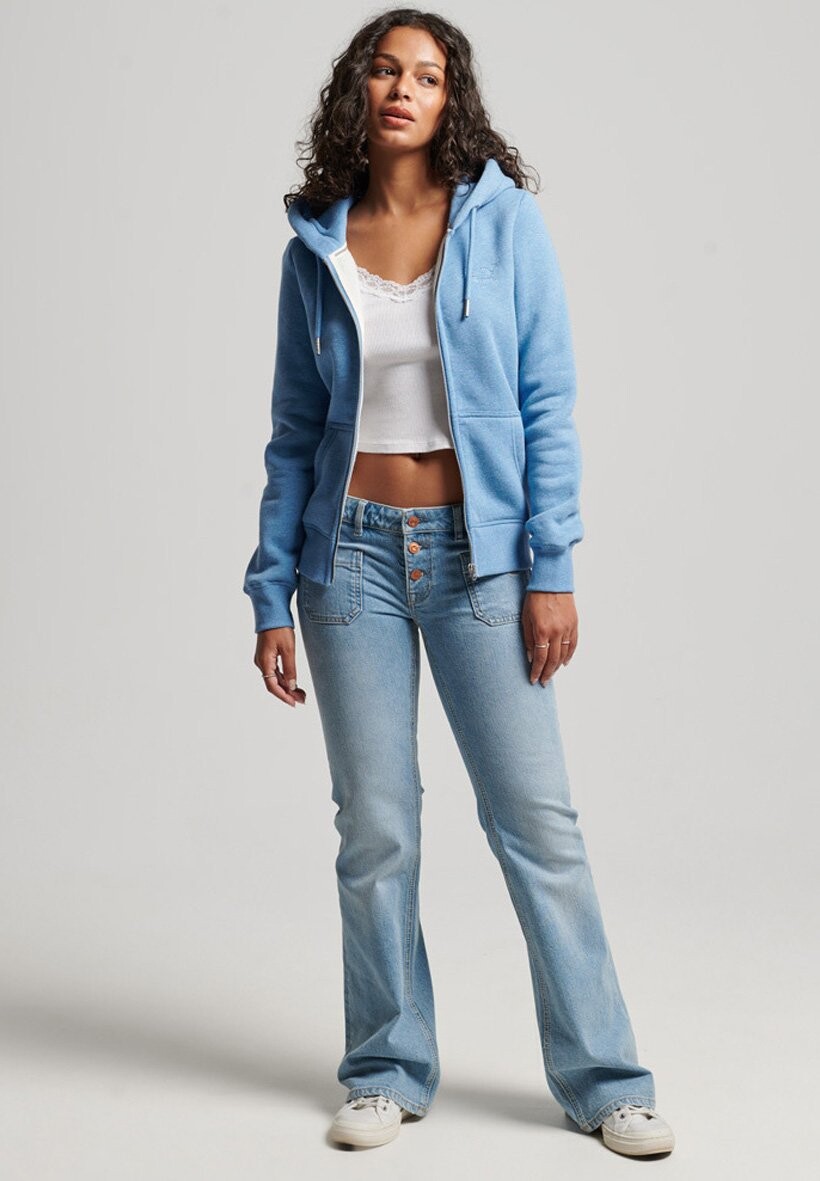 

Толстовка на молнии Superdry Vintage Logo Embroidered, румяно-синий меланж