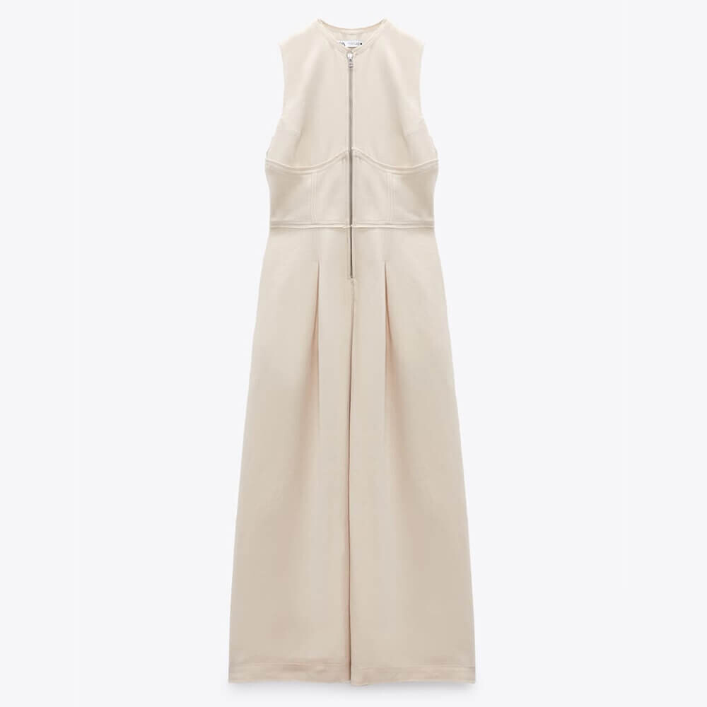 

Платье Zara Zip-up, бежевый