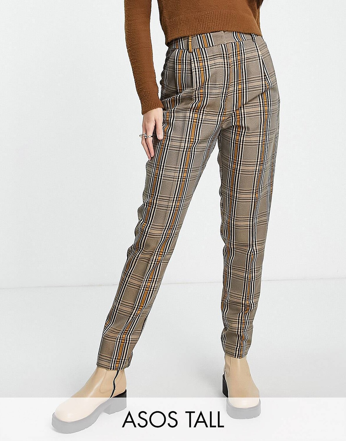 

Зауженные брюки горчичного цвета ASOS DESIGN Tall smart smart